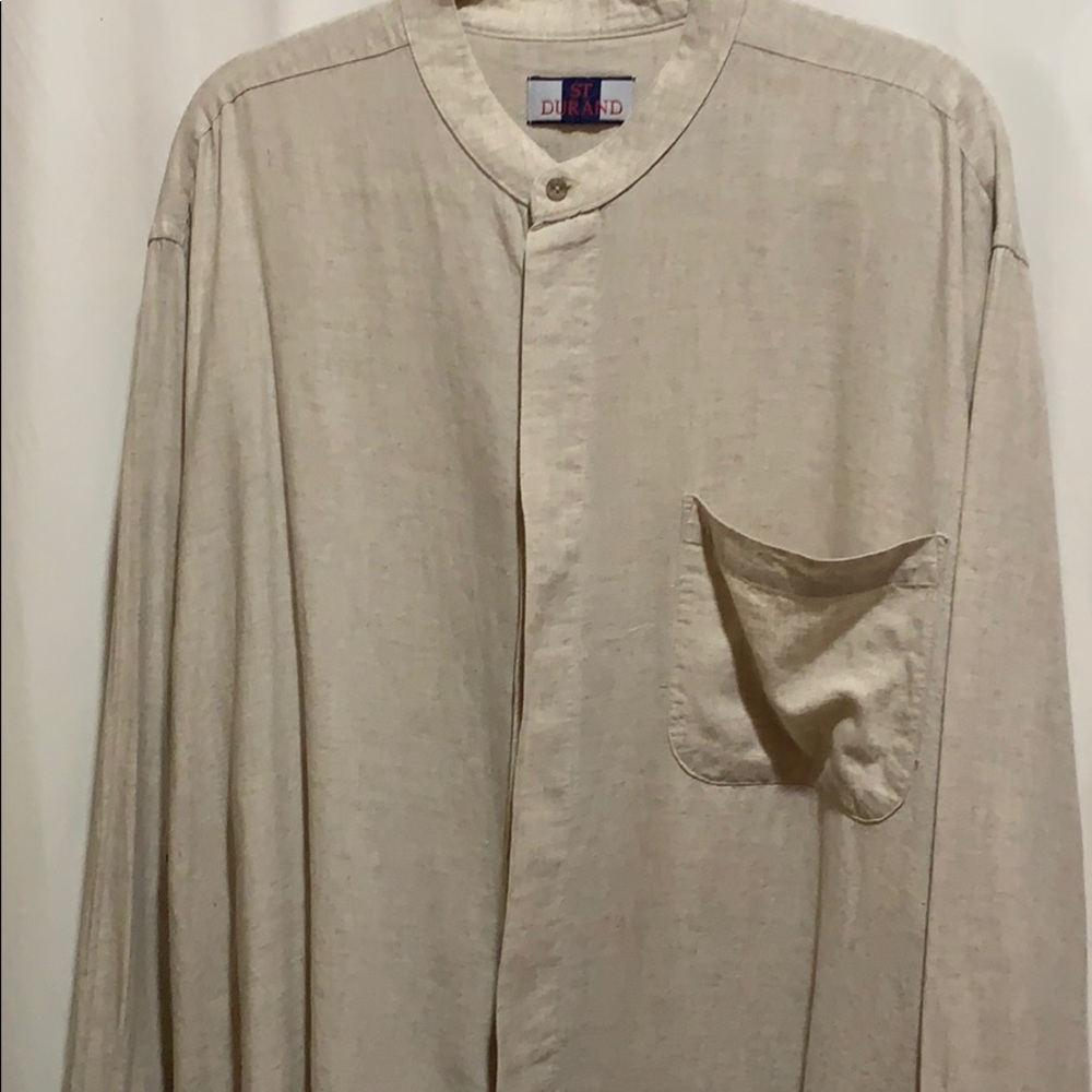 ST DURAND SHIRT NATURAL TAN SZ XL LINEN/RAYON